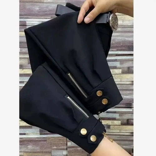 Демисезонные приталенные эластичные штаны с молнией, повседневные брюки, высокая талия, свободный крой