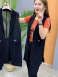 Летний длинный черный жилет без рукавов, куртка для отдыха, средней длины, популярно в интернете, в западном стиле