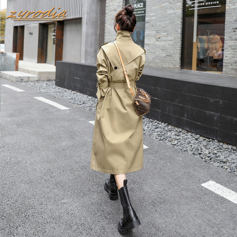 ZYRODIA 2022 spring and autumn new khaki mid-length trench coat women's Korean version design sense coat all-match