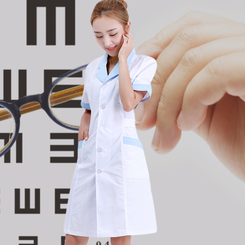 Glasses Shop Work Suit Optometrist Uniform Thin White Large Coat Custom Printed Character Logo Uniform Tooling Summer Thin Ladies