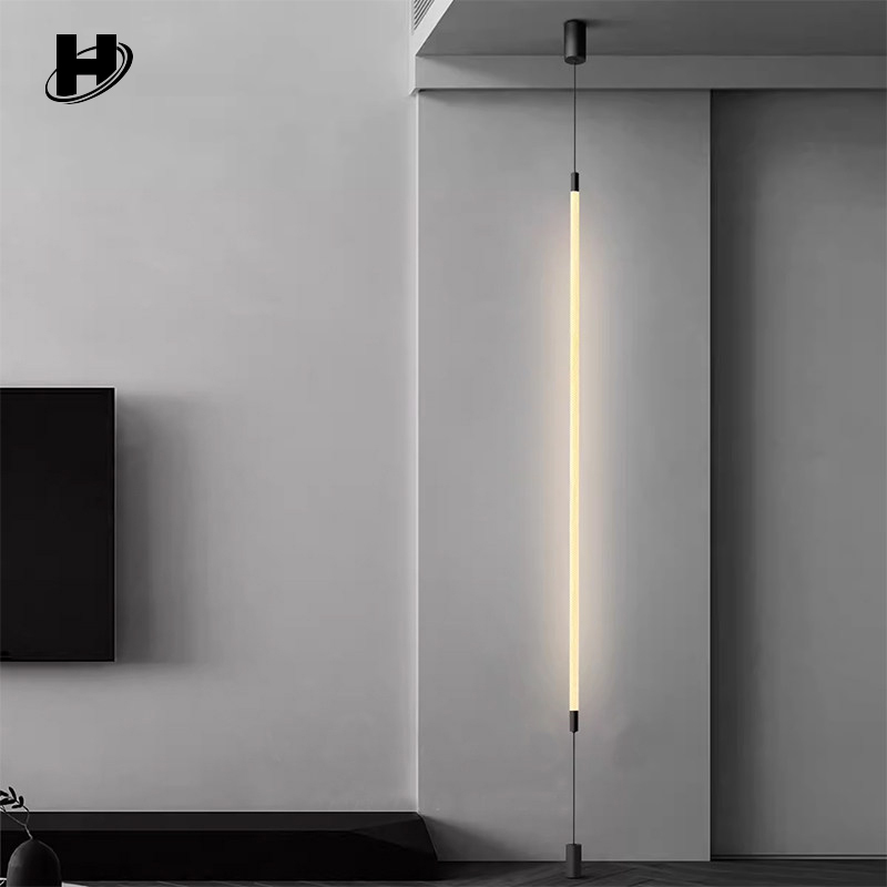 Full-Spectrum Floor-Standing Chandelier 360-Degree Minimalist Living Room Background Wall Skyline Designer Foyer No-Wiring Light