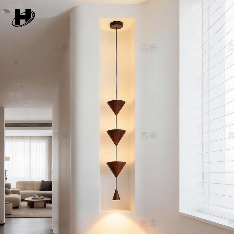 Aisle Corridor Entrance Niche Chandelier Bedroom Bedside Pendant Light Background Wall Hourglass Personalized Wood Grain Small Chandelier