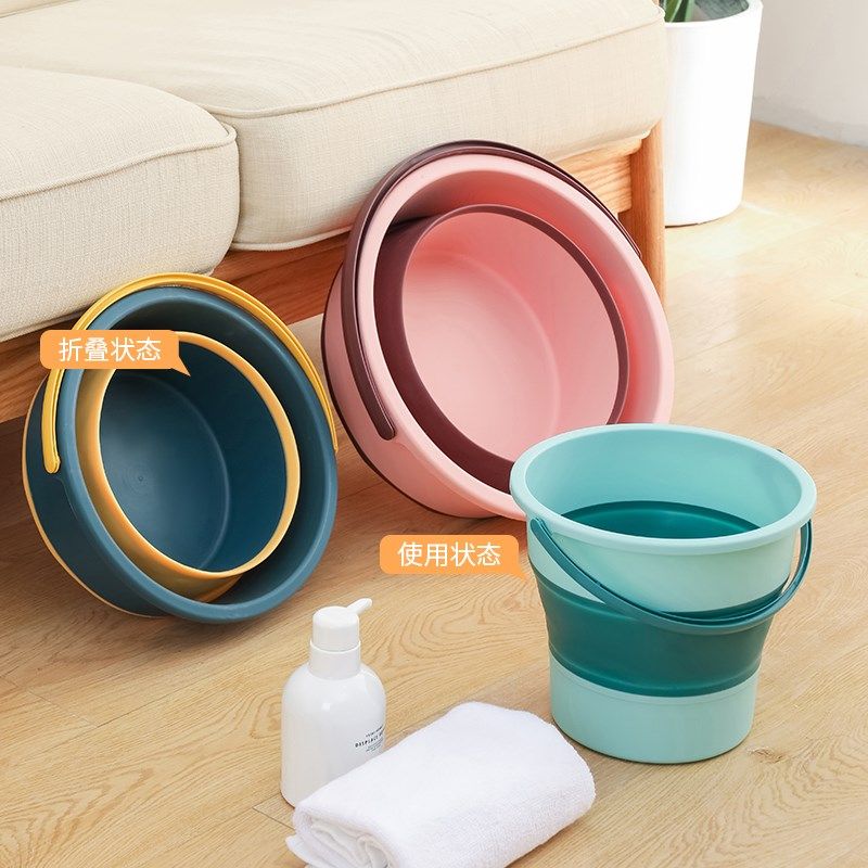 Folding bucket bucket bucket portable Home Bubble Foot Bucket Onboard Fishing Barrel Small Number Student Dormitory Plastic Telescopic Washbasin