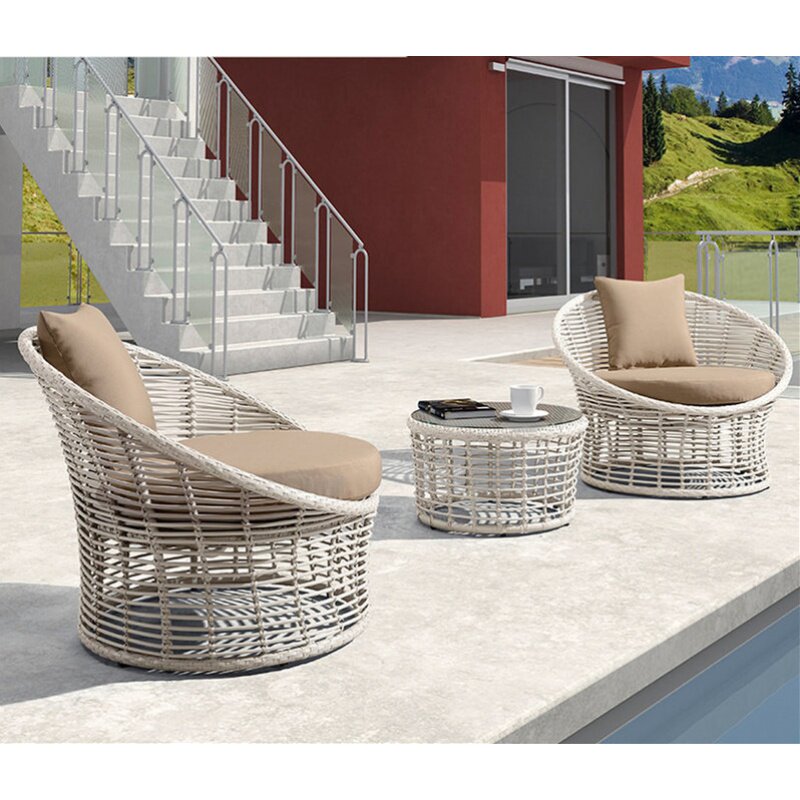 Outdoor rattan chair three-piece hotel imitation rattan sofa coffee table combination outdoor courtyard leisure lazy balcony table and chairs
