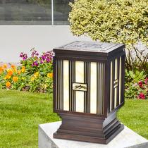 New Chinese style square column head lamp outdoor garden lamp lawn lamp transparent light waterproof LED stainless steel imitation marble lamp