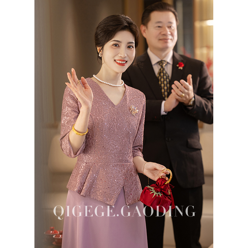 Wedding Mother-Of-The-Bride Dress, Elegant and Classy, Mother-In-Law Wedding Attire, Wedding Banquet Dress, Mother-In-Law Wedding Dress, Dress