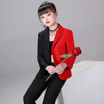 Childrens color suit suit suit handsome middle-aged boy and female model catwalk team tide suit stage performance small dress