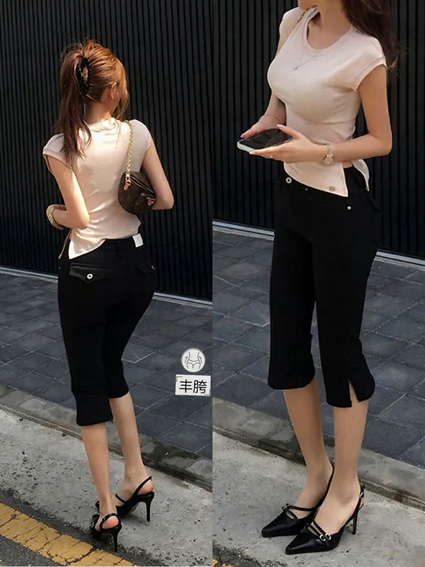 【Contouring 6-Point Pants】White Women's Pocket-Enhancing Hip-Lifting Capri Pants, Slimming Mid-Waist High-Elasticity Hip-Enhancing Denim Pants for Women 【Contouring 6-Point Pants】White Women's Pocket-Enhancing Hip-Lifting Capri Pants, Slimming Mid-Waist High-Elasticity Hip-Enhancing Denim Pants for Women