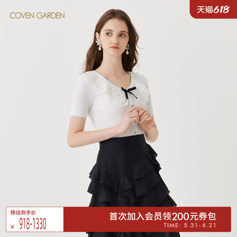 Gowen Garden Outlets New Summer Lace Doll Collar Pullover Knitwear