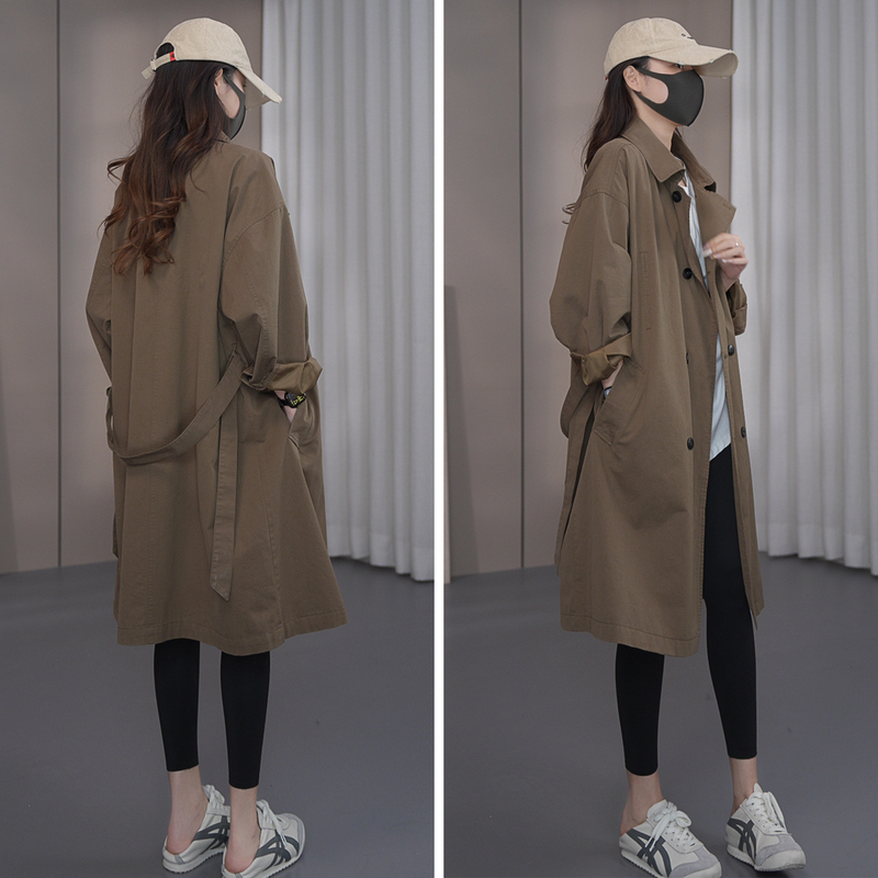 Shuoge Autumn Trench Coat for Women with Turn-Down Collar, Double-Breasted, Waist-Cinching, Slimming, Elegant, Commuting Style, Mid-Length 27066 Shuoge Autumn Trench Coat for Women with Turn-Down Collar, Double-Breasted, Waist-Cinching, Slimming, Elegant, Commuting Style, Mid-Length 27066