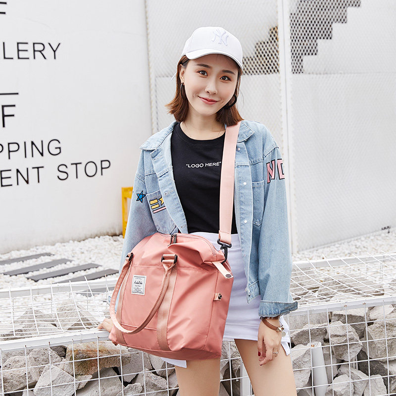 Net celebrity travel bag women's large-capacity lightweight waterproof nylon portable fitness bag short-distance luggage bag portable storage bag