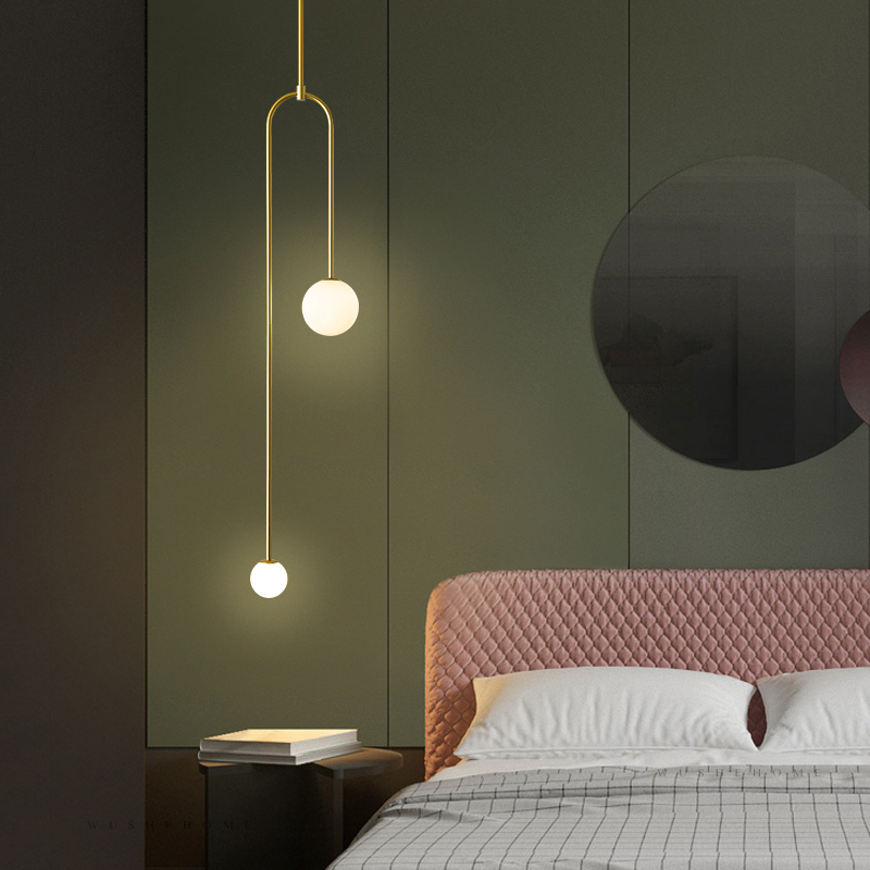 Internet celebrity bedside chandelier modern minimalist Nordic light luxury living room background wall lamp minimalist long line bay window bedroom chandelier