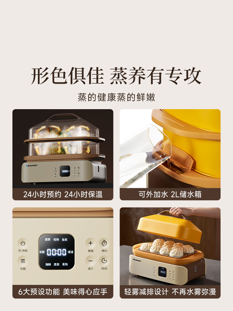 Double Heating Plate | Sapphire Imperial Electric Steamer Multifunctional Household Stainless Steel Steam Pot Breakfast Maker New Steamer