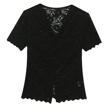 European sexy hollow lace shirt ເສື້ອແຂນສັ້ນ ທາງເທິງ