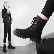 黑色港味马丁靴女英伦风短靴