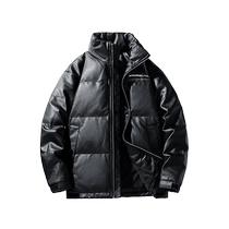 Jeep PU down jacket mens 2024 new thickened warm windproof casual cold-proof winter tops and jackets trendy