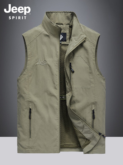 Jeep Vest for Men, New Spring and Autumn Casual Sports Multi-Pocket Vest, Large Size Vest Jacket for Men