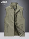 Jeep Vest for Men, New Spring and Autumn Casual Sports Multi-Pocket Vest, Large Size Vest Jacket for Men