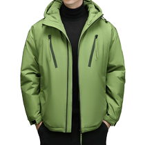 Jeep cotton coat mens autumn and winter 2024 new thickened warm business casual hooded jacket cotton coat mens clothing