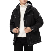 Jeep Hooded Down Jacket Mens Winter Duck Down Warm Thickened Jacket 2024 New Loose Casual Tops