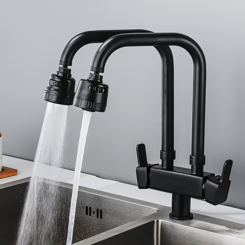 Kitchen Sink Faucet with Hot and Cold Water, All-Copper, Dual-Purpose for Water Purification, Dual Pipes, Dual Water Outlets, Dishwasher Sink Dual-Control Faucet Kitchen Sink Faucet with Hot and Cold Water, All-Copper, Dual-Purpose for Water Purification, Dual Pipes, Dual Water Outlets, Dishwasher Sink Dual-Control Faucet