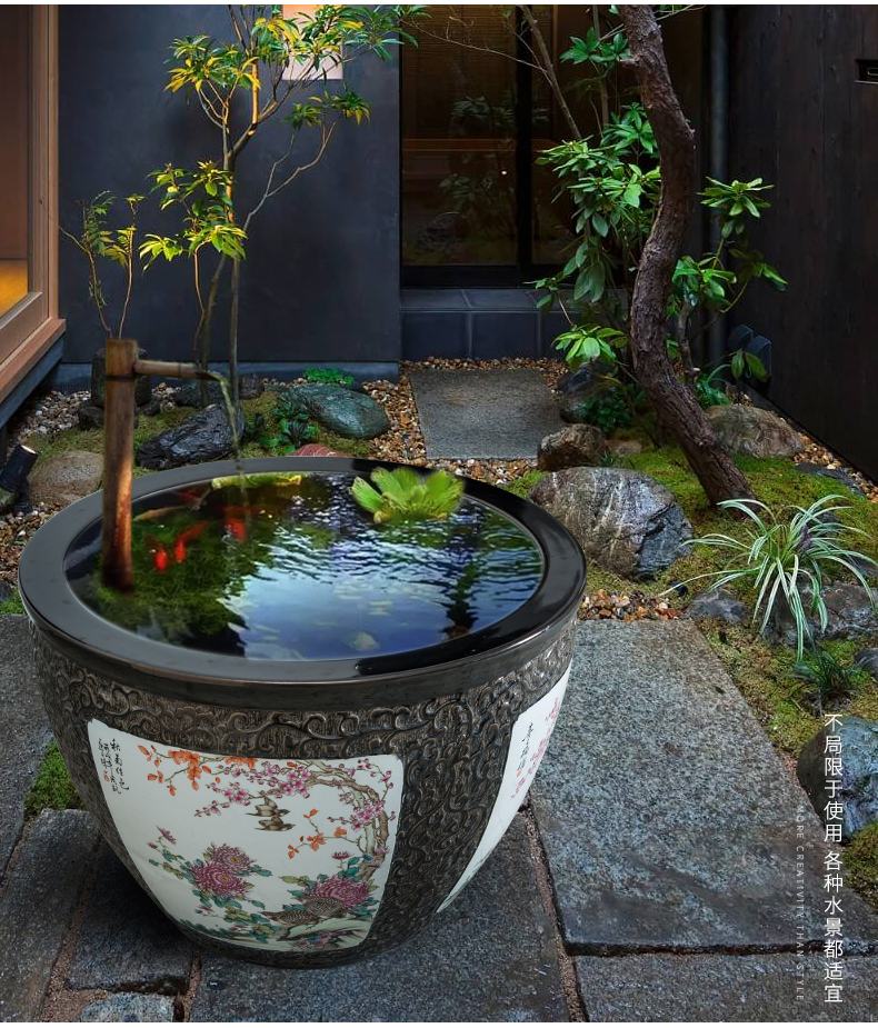 Jingdezhen tank water lily cylinder goldfish bowl cycas bonsai trees to raise a flower pot king garden ceramics sitting room