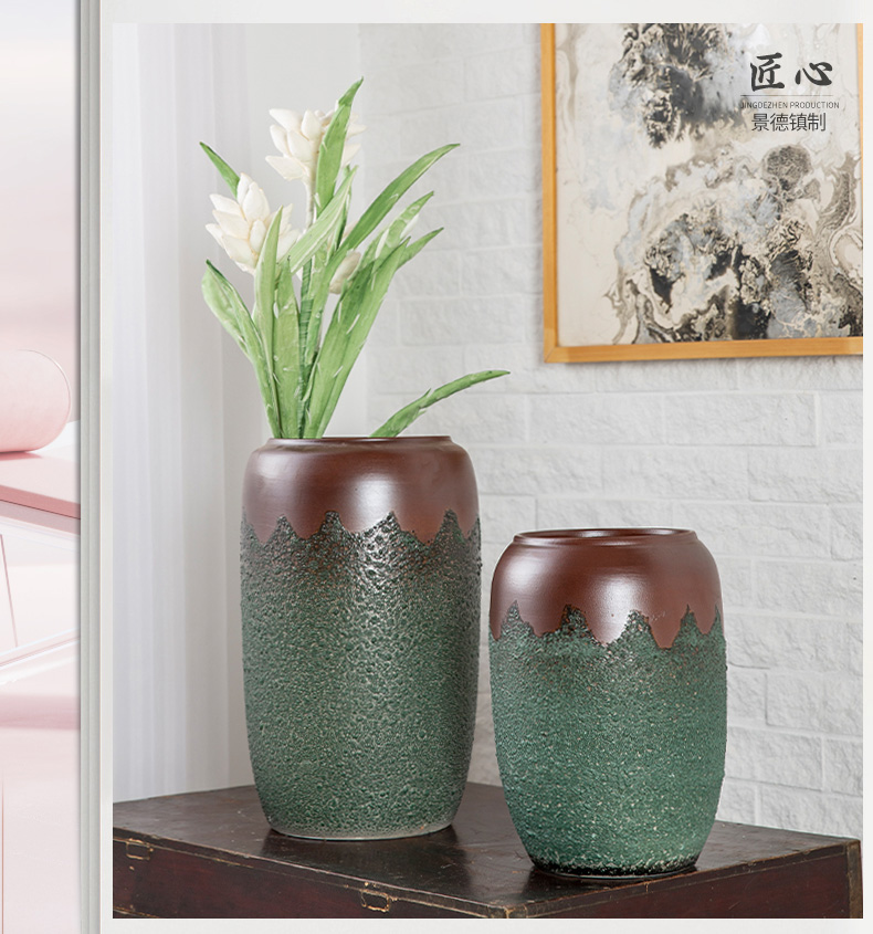 Do old jingdezhen restoring ancient ways small and pure and fresh clay pottery dried flower vase sitting room home decoration to the hotel flower arranging furnishing articles