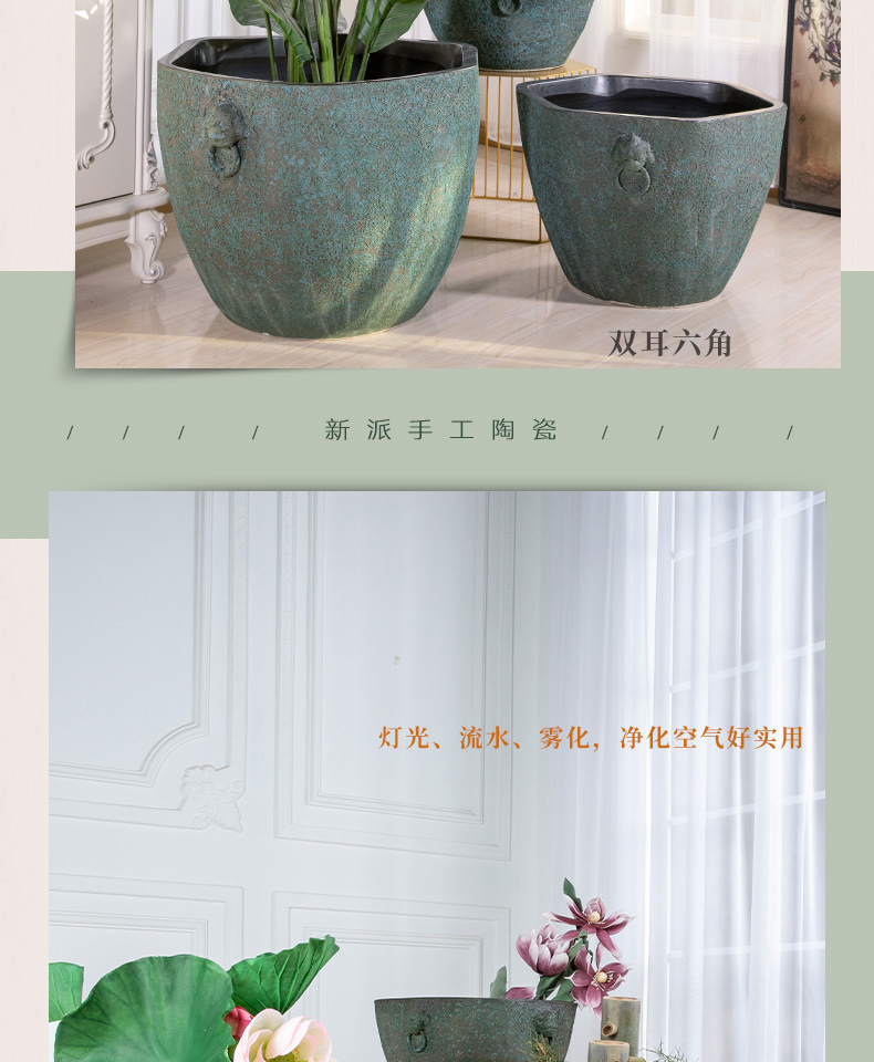 Jingdezhen ceramic flower pot fish tank cylinder tortoise courtyard sitting room adornment water tank a goldfish bowl furnishing articles to plant trees