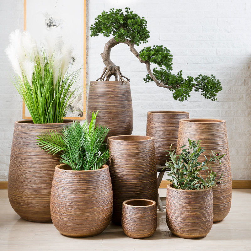 Modern minimalist flower pot Jingdezhen Ceramic floor Ceramics Floor balcony Living room Desktop Gold Ghu Piran Hotel Courtyard Pendulum