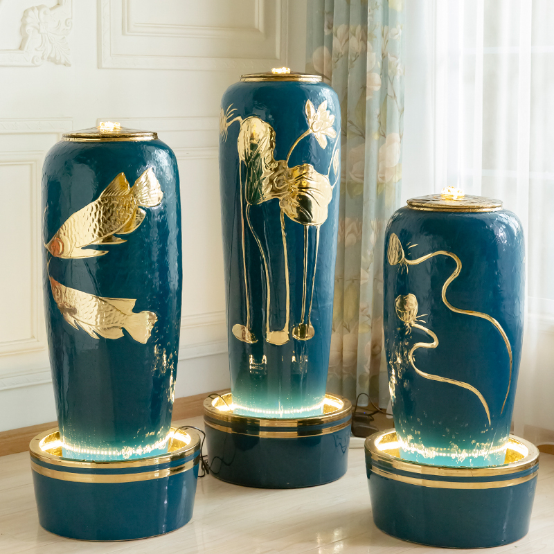 Jingdezhen Ceramic Water Feature Ornament Opening Gift Home Office New Chinese Style Ceramic Zen Living Room Decor