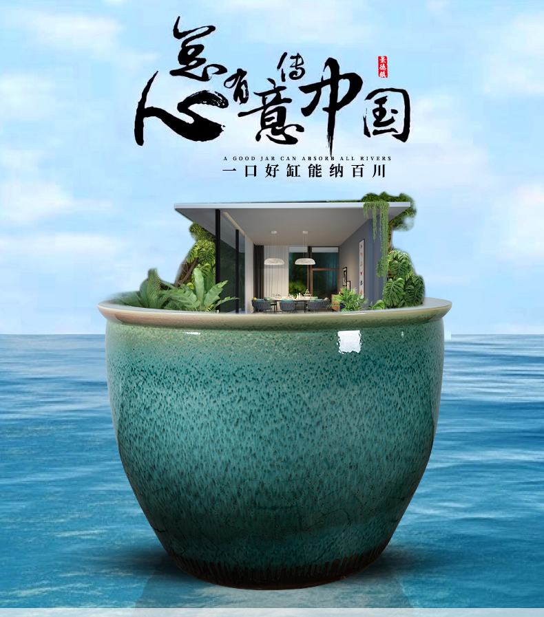 Jingdezhen ceramic flower pot water lily always LianHe basin of cycas garden villa flowers flowers cylinder goldfish bowl furnishing articles to plant trees