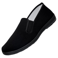 Men's Old Beijing Cloth Shoes with Soft Soles, Slip-On, Breathable, All-Black Sole, Work Shoes, Dad Shoes, Walking Shoes, Driving Casual Shoes