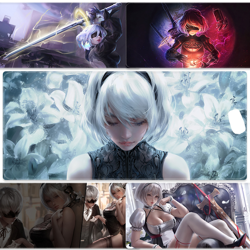 Game Mouse Pad 2B Little Sister Table Pad Neil Mechanical Era Peripheral A2 Keyboard Pad Oversized Custom Thickened Anti-Slip Pad Boys Internet Cafe Secondary Creative Animation Wrist Pad