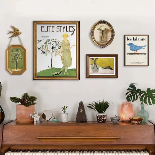 Декоративная картина во французском кремовом стиле, ретро-американская гостиная, диван, фон, настенная живопись, комбинированная роспись в нише для столовой