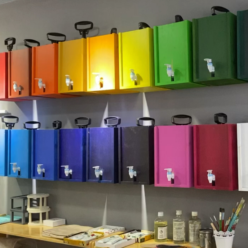 Self Painting Room Paint Bucket Custom Wood Wood Case Hanging Wall Paint Device Propylene Barrel Colored Paint Box Paint Shelve Paint Shelve Paint Bucket Containing Box Solid Wood Drawing Room Decorative Wall Outer Case Hanging Wall