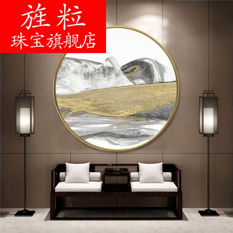 Fi crystal porcelain round box and hang a picture of the new Chinese style innovative restaurants teahouse crystal porcelain painting the sitting room, bedroom light much background wall