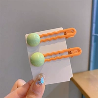 Зеленые бусины (оранжевый клип) одна пара