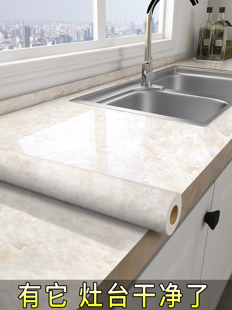 Kitchen oil-proof stickers Waterproof self-adhesive wallpaper Moisture-proof table countertop whole cabinet renovation tile marble stickers