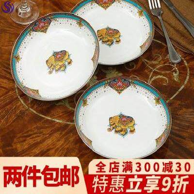 Deep Mouth Plate Ceramic Dishes Bowl Home 2021 new creative dishes Deep Tray European-style Dinner Plate Deep dish Towers