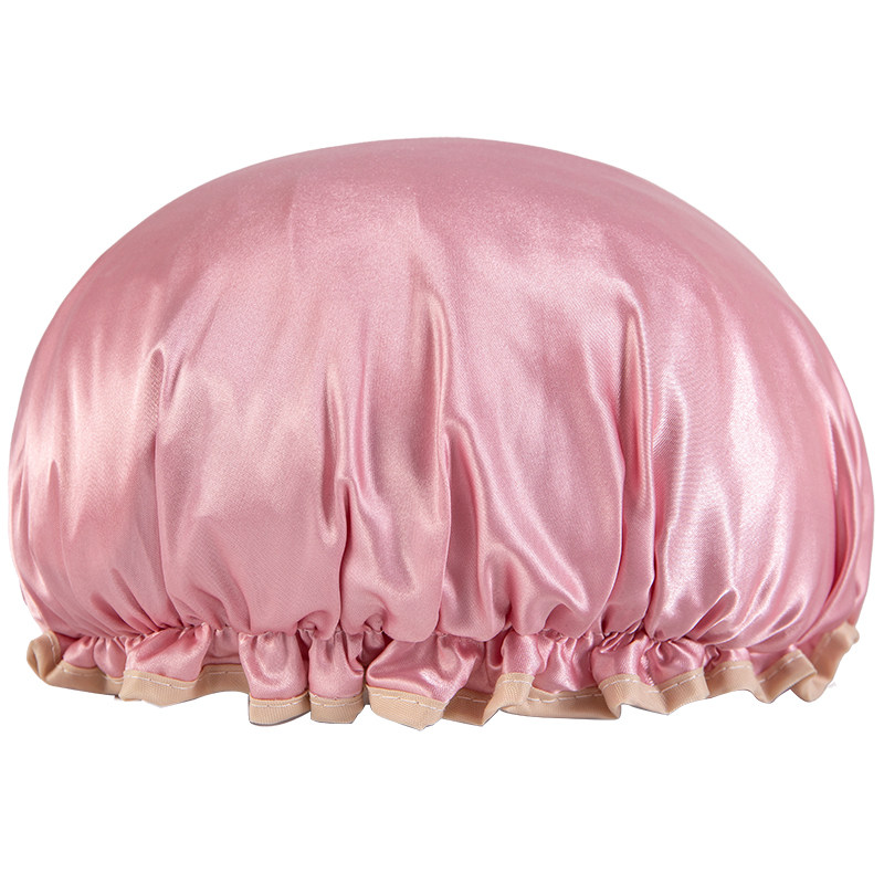 Doublelayer waterproof shower cap female adult bathing hair cover