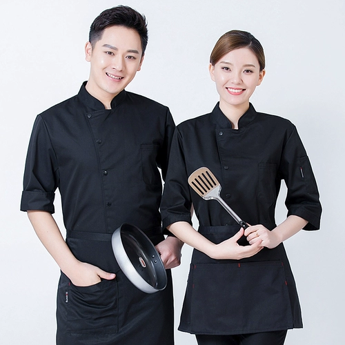 Шеф -повар в среднем рукаве чистый хлопок и женщины, выпекающие западные десертные магазины, отель, шеф -повар, шеф -повар, семинарная рукава, рабочая одежда для рукава