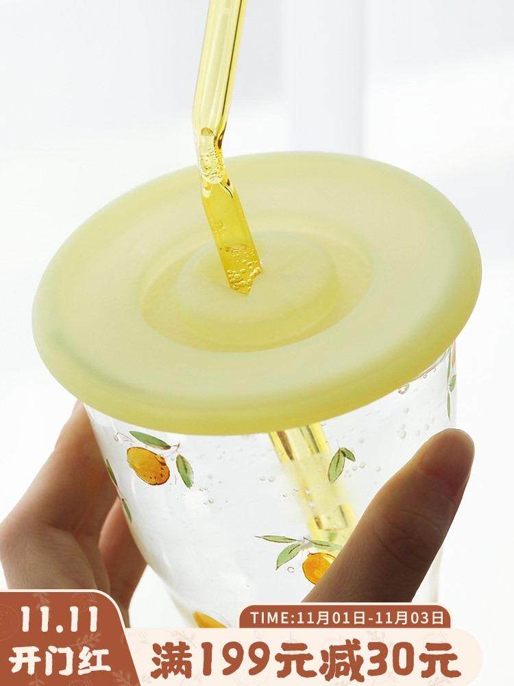 Home silicone cover large caliber edible grade mark cup cover dust belt straw hole round
