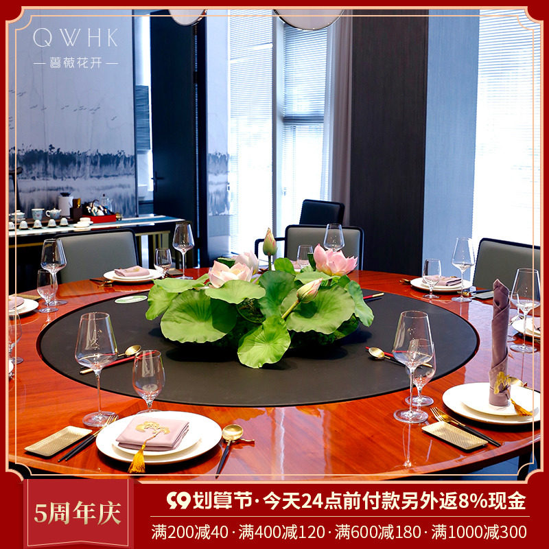 High-end high-end new Chinese hotel round table turntable simulation flower table flower arrangement flower decoration fake flower decoration large center