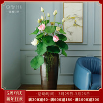 New Chinese Restaurant Table Flower Furnishing Living-room Decoration Flower Swing Piece Decoration Hotel Front Office Floor Lotus Flower Emulation Flower