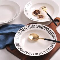  Good-looking disc subnet Red style Korean version ins Wind Nordic vegetable dish Home Alphabet Deep Pan brief French soup pan