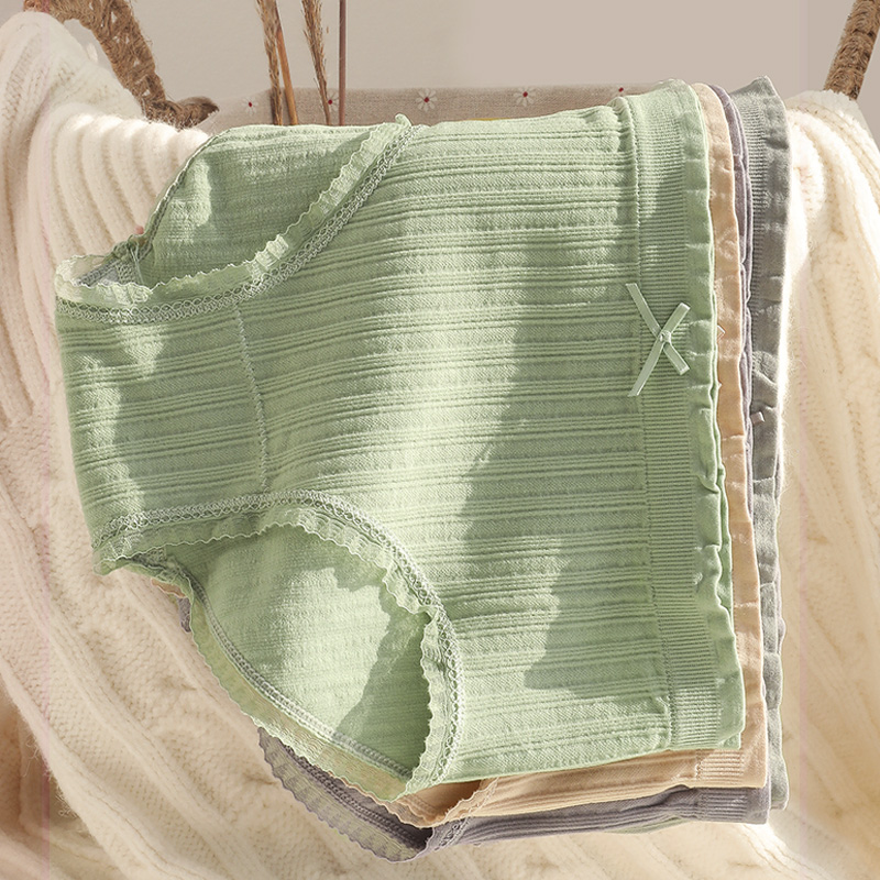 Modal mid-waist seamless underwear female cotton antibacterial girl Japanese lace breathable hot pants sexy safety pants