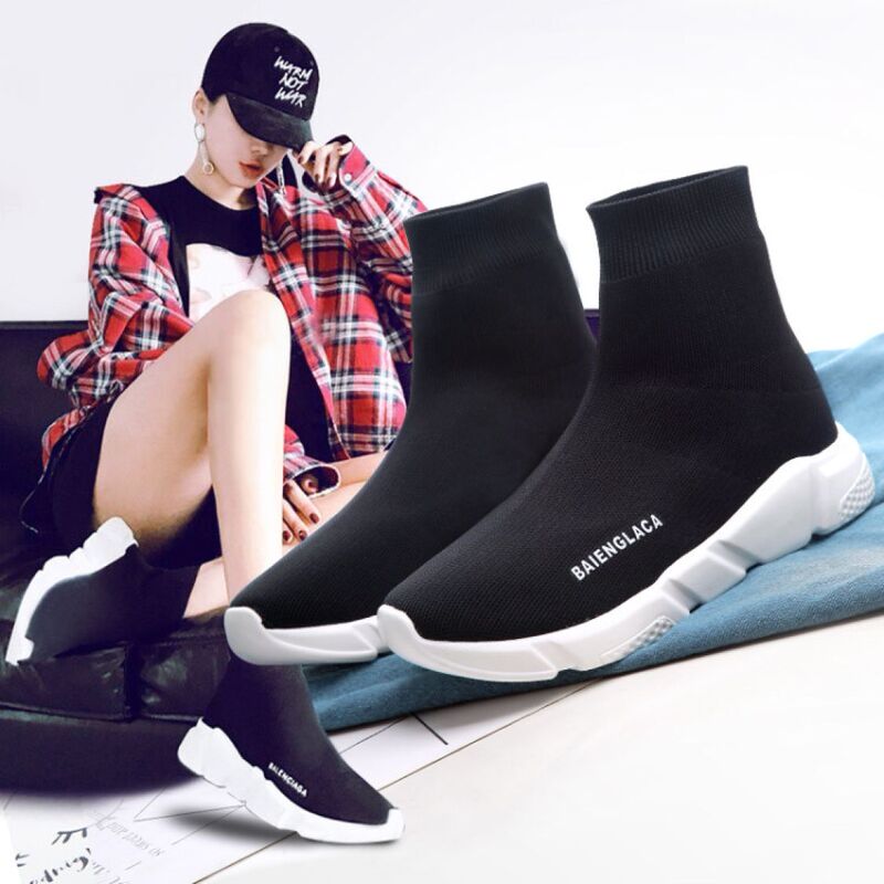 Socks and Shoes for Women 2026 Internet Celebrity Korean Style Spring New Popular High-Top Student Casual Versatile Elastic Sports Short Boots