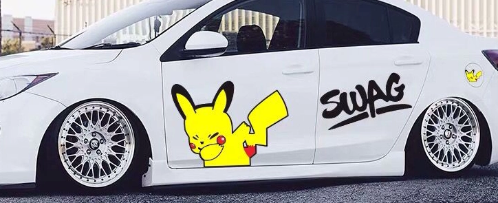 Pikachu dán xe ô tô dán phim hoạt hình dễ thương cửa xe chống trầy xước bao phủ cơ thể miếng dán sáng tạo cá tính dán xe các logo xe hơi 