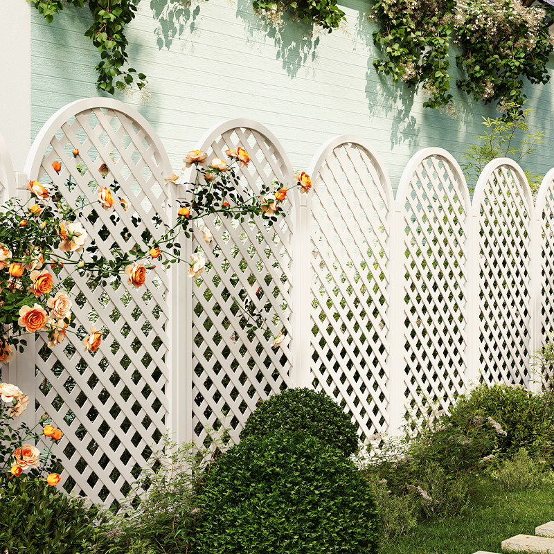 Outdoor Anti-Corrosion Wood Fence Grid, Semi-Circular Grid, Flower Stand, Climbing Plant Trellis, Garden Partition, Decorative Railing, Garden Fence