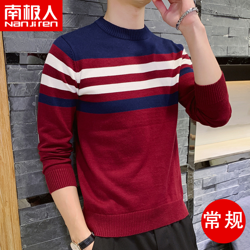 Nam Cực áo len nam 2019 mới bông Hàn Quốc phiên bản của xu hướng tính cách lỏng lẻo knitsweater đáy siphone của nam giới.